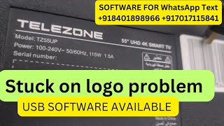 TELEZONE Tv Stuck on logo problem  TZ65USH hang on logo  Telezone smart tv restart on wisdom share [upl. by Lezlie188]