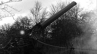 US artillerymen firing 240mm howitzer and 8inch gun M1 near Bitschhofen GermaHD Stock Footage [upl. by Noda]