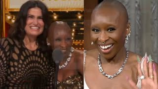 Cynthia Erivo Recounts Idina Menzels Off Script Tonys Moment [upl. by Ajet]