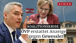 Koalitionskrise ÖVP erstattet Anzeige gegen Gewessler [upl. by Nordine]