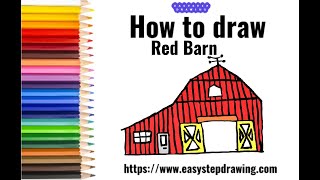 How to draw Red Barn in easy steps  redbarn barn easystepdrawing [upl. by Miner]