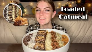 LOADED OATMEAL MUKBANG Vegan No Talking [upl. by Franz]