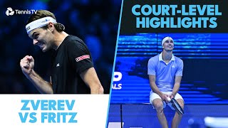 Taylor Fritz vs Alexander Zverev CourtLevel Highlights  Nitto ATP Finals 2024 [upl. by Jessamine]