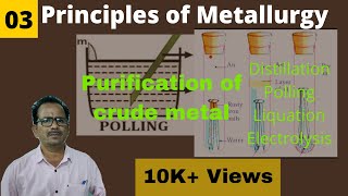 Principles of metallurgy class 10  Purification of crude metal  DistillationPolingLiquation [upl. by Grannia]