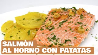 Salmón al horno con patatas Una deliciosa y saludable opción para tu cena [upl. by Bannon]