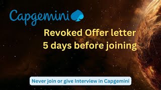 Capgemini revoked offer letter 5 days before joining [upl. by Elawalo]