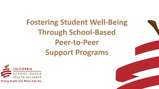 Fostering Student WellBeing Through SchoolBased PeertoPeer Support Programs [upl. by Kcaz679]