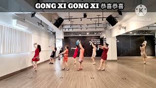 GONG XI GONG XI 恭喜恭喜  Line Dance  Demo  Beauty LD Cheerful  Mei2 LD Class [upl. by Winna]