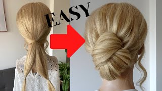 Easy chignon hairstyle  quick low chignon [upl. by Lynad]