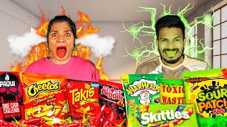 We Ate The Worlds SPICIEST vs SOUREST Food Challenge [upl. by Iatnohs]