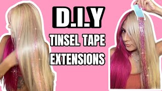 DIY HAIR TINSEL EXTENSIONS TAPE amp NSTALL TUTORIAL [upl. by Airekahs]