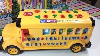 School Bus  Learn Numbers Alphabets Words Cool Yellow Big Bus For Kids Toddlers [upl. by Veradia]