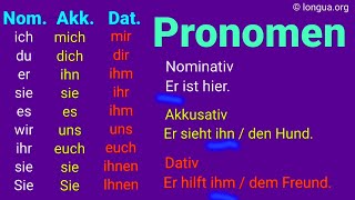 Übungen zu den Pronomen Nominativ Akkusativ Dativ Genitiv Tabelle Beispiele Mix mich mir [upl. by Eatnuhs]