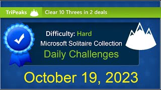 Microsoft Solitaire Collection TriPeaks  Hard  October 19 2023 [upl. by Adaminah866]