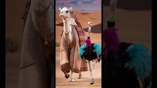 Desert Expedition Camel and Ostrich in a Majestic Journey Ai made camel shorts 4kviral [upl. by Iams]