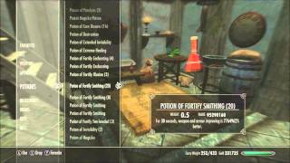 Skyrim Creating Highlevel Fortify Enchanting and Blacksmithing Potions [upl. by Nyletak]