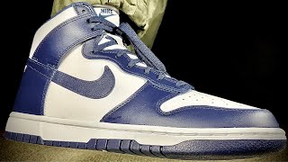 シルエットが神‼︎念願のオリジナルカラーが久々の復刻‼︎【スニーカーレビュー】NIKE DUNK HIGH RETRO “CHAMPIONSHIP NAVY”【review amp on feet】 [upl. by Nanni]