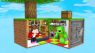 Mikey and JJ Built a Bunker Inside a SKY BLOCK in Minecraft Maizen [upl. by Brod]