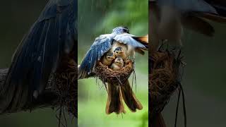 Heroic blue bird Rescue Chicks During Whiteout Snowstorm birds snow mother trending [upl. by Lativa]