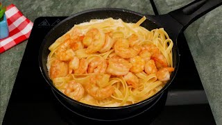 Recette de pâtes crémeuses aux crevettes  Idée de dîner facile et délicieux [upl. by Adin826]