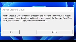 Fix Error Adobe Creative Cloud Is Needed To Resolve This Problem It Is Missing Or Damaged [upl. by Bettine]