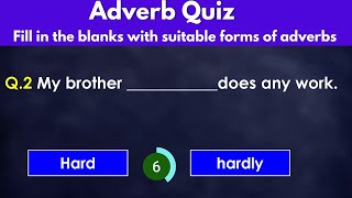 adverb quiz with answer  test level  medium grammarquiz adverbs grammartest [upl. by Barbabas]