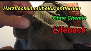 Harzflecken aus Kleidung entfernen – Lifehack  Baumharz  Harz  aus Jeans Hose  Stoff reinigen [upl. by Stegman130]