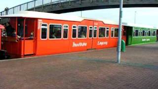 Langeoog Inselbahn vom Hafen Abfahrt in den Ort [upl. by Nialb425]