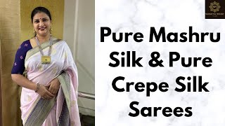 Pure Mashru Silk amp Pure Crepe Silk Sarees  SamathaReddyStudio [upl. by Flosser]