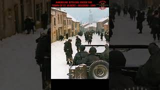 THEN amp NOW SCENES AMERICAN 87TH DIV ENTER THE TOWN OF ST HUBERT – BELGIUM 1945 [upl. by Paschasia]