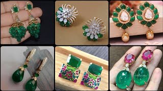 super collection green colour ruby drops earringsgreen stone earrings with weight2022 [upl. by Modnar]