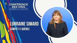 Coopération OIFsociété civile  Lorraine Simard Comité 21 Québec [upl. by Enitsuj]