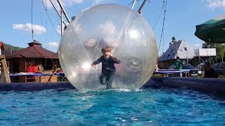 Outside Fun Walking on Water in a Giant Bubble Ball [upl. by Ahsinyt]