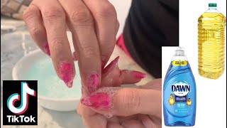 TIKTOK ACRYLIC NAIL REMOVAL HACK DOES IT REALLY WORK YAY OR NAY [upl. by Ulund]