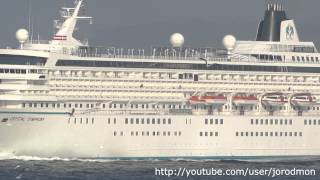 Cruise ship CRYSTAL SYMPHONY leaving A Coruña [upl. by Ninaj]