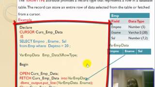 73 Oracle PL  SQL  Explicit Cursors Type  RowType تعليم أوراكل [upl. by Idalla]