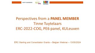 May 2024 – Tinne Tuytelaars ERC Starting grants Panel member 2022 call [upl. by Kcirddor]