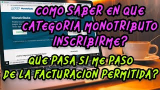 EN QUE CATEGORIA DE MONOTRIBUTO ME INSCRIBO QUE PASA SI ME PASO DE LA FACTURACION [upl. by Jori]