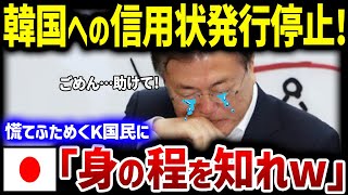 【海外の反応】日本「韓国はいい加減立場をわきまえた方がいい」ついに日本が韓国への信用状の発行停止を決断！その結果とは…？ 【韓国の反応】 [upl. by Drusie614]