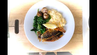 Breakfast Grilled Smoked Paprika Kippers with Scrambled eggs Wilted Spinach amp Mushrooms [upl. by Adnik]