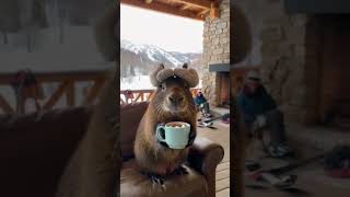 Capybara at a ski resort short cute funny cutefunny funnyanimals capybara capybaramemes [upl. by Eisus]