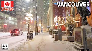 🇨🇦 【4K】❄️❄️❄️ EXTREME SNOWSTORM in Downtown Vancouver BC Canada 2024 [upl. by Noble]