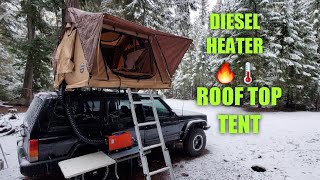 Using a chinese diesel heater to heat my roof top tent review [upl. by Nomyar]