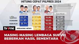 Ini Hasil Quick Count Sementara dari Sejumlah Lembaga Survei  Breaking News tvOne [upl. by Kryska142]