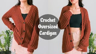 Crochet Oversized Cardigan Tutorial  Chenda DIY [upl. by Harhay]