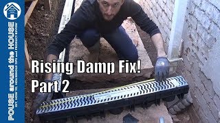 How to fix rising damp amp penetrating damp  PART 2 Channel drain  french drain installation [upl. by Kermit439]