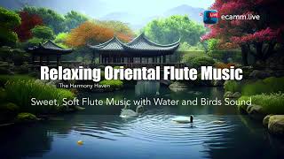 Relaxing Oriental Flute Music  Sweet Soft Flute Music with Water and Birds Sound Destress Study [upl. by Ahsircal]