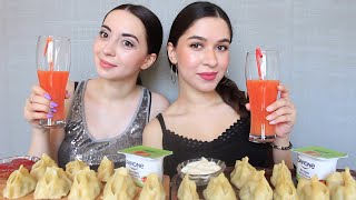 MUKBANG ПОДРУЖЕК  ВКУСНЕЙШИЕ МАНТЫ  Ayka Emilly Ask Fatima [upl. by Reve]