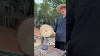 The process of splitting wood with a cracking drill [upl. by Aiclid227]