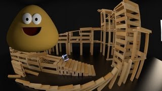 3D Animation Pou Meets KEVA Contraption and breaks it made with Blender 3D [upl. by Willcox]